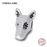 Strollgirl 925 Sterling Silver Beads Loyal Partners French bulldog Doggy Animal Charms fit Women Charm Bracelets Dog DIY Jewelry