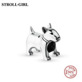 Strollgirl 925 Sterling Silver Beads Loyal Partners French bulldog Doggy Animal Charms fit Women Charm Bracelets Dog DIY Jewelry