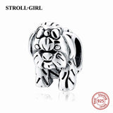 Strollgirl 925 Sterling Silver Beads Loyal Partners French bulldog Doggy Animal Charms fit Women Charm Bracelets Dog DIY Jewelry