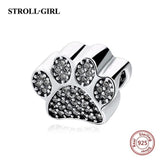 Strollgirl 925 Sterling Silver Beads Loyal Partners French bulldog Doggy Animal Charms fit Women Charm Bracelets Dog DIY Jewelry