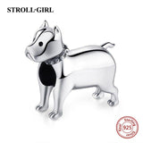 Strollgirl 925 Sterling Silver Beads Loyal Partners French bulldog Doggy Animal Charms fit Women Charm Bracelets Dog DIY Jewelry