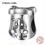 Strollgirl 925 Sterling Silver Beads Loyal Partners French bulldog Doggy Animal Charms fit Women Charm Bracelets Dog DIY Jewelry