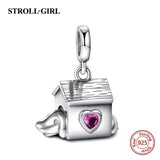 Strollgirl 925 Sterling Silver Beads Loyal Partners French bulldog Doggy Animal Charms fit Women Charm Bracelets Dog DIY Jewelry