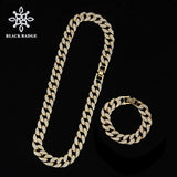 Bling Bling 16mm Miami Cuban Link Chain Necklace Set Ice Out Cuban necklace Men Rhinestone Choker Hip Hop Jewelry Gift