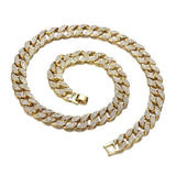 Bling Bling 16mm Miami Cuban Link Chain Necklace Set Ice Out Cuban necklace Men Rhinestone Choker Hip Hop Jewelry Gift