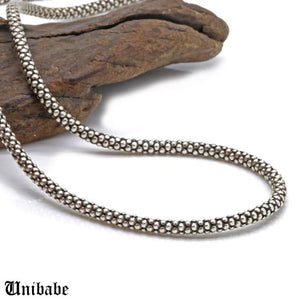 Pure Silver 925 Sterling Silver Men Women Retro Thai Silver 3mm  Thick Corn Necklace S925 Real Silver Round Chain Necklace male