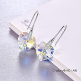 Heart Crystals From Swarovski Drop Earrings Fashion 925 Sterling Silver Piercing Dangle Earrings For Women Jewelry Lover Gift