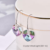 Heart Crystals From Swarovski Drop Earrings Fashion 925 Sterling Silver Piercing Dangle Earrings For Women Jewelry Lover Gift