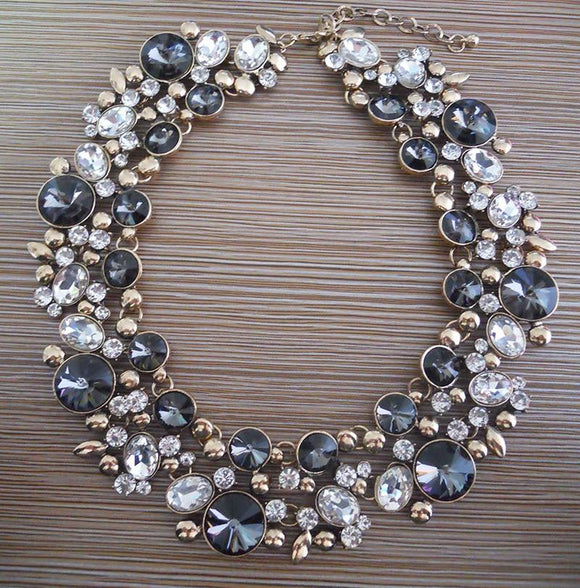 Large Collar Statement Choker Necklace Women Glass Crystal Rhinestone Necklace Female Boho Ethnic Big Bib Maxi Necklace Jewelry