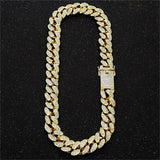 20mm Miami Curb Cuban Link AAA Iced Out Crystal Rhinestones Heavy Necklace Gold CZ Chain Punk Choker Bling Bling Hiphop Jewelry