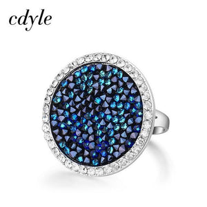 Cdyle Bulgaria Jewelry Silver Color Ring Size 6 7 8 9  Crystal Bermuda Blue Stone Female Rings Free Shipping 1PCS