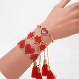 Go2boho MIYUKI Heart Bracelet Boho Chic Women Turkish Evil Eye Bracelet Red Set Star Jewelry Pulsera Mujer 2019 Tassel Handmad