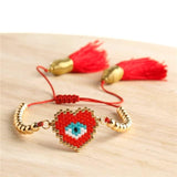 Go2boho MIYUKI Heart Bracelet Boho Chic Women Turkish Evil Eye Bracelet Red Set Star Jewelry Pulsera Mujer 2019 Tassel Handmad