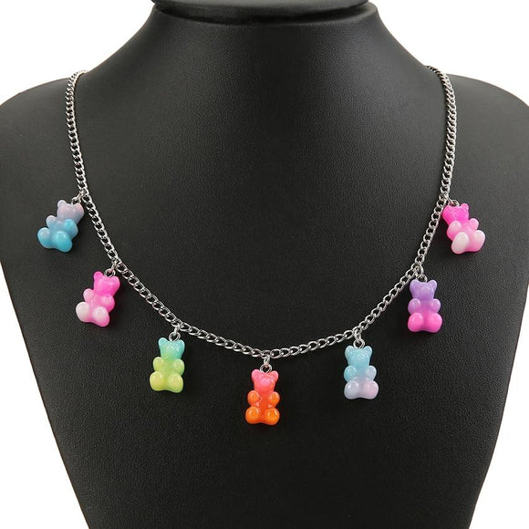 1PC Women  Necklace Multicolor Resin Gummy Bear  for Children Birthday Gift  Holiday Jewelry