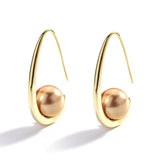 Large Pearl Modern Geometric Gold Hook Earrings European and American Style Classic Simple Fashion Charm Jewelry For Women