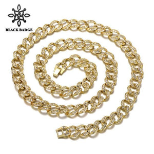 13 MM Iced Out Rhinestone Cuban Chain Necklace For Men Gold Silver Hip Hop Paved CZ Rapper Necklace Jewelry accessories gift