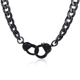 24INCH FLAST CURB CHAINS HANDCUFF NECKLACE PURE STAINLESS STEEL SILVER BLACK GOLD TONE HEAVET PUNK BOY MEN JEWELRY 9.4MM