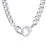 24INCH FLAST CURB CHAINS HANDCUFF NECKLACE PURE STAINLESS STEEL SILVER BLACK GOLD TONE HEAVET PUNK BOY MEN JEWELRY 9.4MM