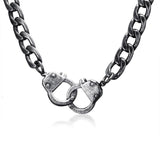 24INCH FLAST CURB CHAINS HANDCUFF NECKLACE PURE STAINLESS STEEL SILVER BLACK GOLD TONE HEAVET PUNK BOY MEN JEWELRY 9.4MM