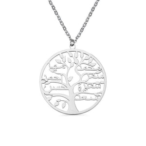 AILIN Personalized Family Tree Arabic Name Necklace Tree Of Life 925 Silver Customized Necklace 1-8 Name Family Jewelry Mom Gift