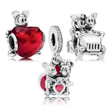 Authentic S925 Sterling Silver Disney Cartoon Cute Mickey Minnie Romantic Love Charm Bead Fit Original Europe Dangle Bracelet