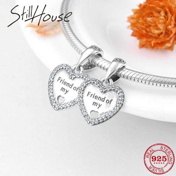 Friend of My Heart Charms Pendants 925 Sterling Silver Charms for jewelry making Fit Original Pandora Charm Bracelet Necklace