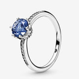 2019 New Real 925 Sterling Silver Blue Clear Sparkling Crown Ring For Women selling daily-wear Luxury Love Ring Charm Jewelry