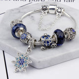 2020 Fit Pandoras Snowflake pendant blue star handmade bracelet beads jewelry charm 925 sterling silver bracelet for women gifts