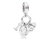 2020 Real 925 Sterling Silver I Love You Dangle Charm Fit pandora Bracelet necklace pendant Fine DIY jewelry Mom's gift