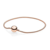 Rose Gold Ball Clasp ESSENCE COLLECTION Beaded Bracelet Bangle Fit Europe Snake Chain Bracelet 925 Sterling Silver Bead Charm