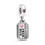 Pre-Sale 2020 Valentine's Day  Silver Ball Pendant  Key Freehand Heart Doll  Lady Tramp Inscription Love Coupon Dangle Charm