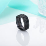 MAIKALE Luxury Square Gun Black Color Rings Paved AAA Cubic Zirconia Finger Ring Wedding Band Rings for Women Party Jewelry Gift