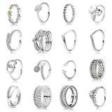 16 Style 1 Pcs Women 925 Sterling Silver Heart Crown Bowknot Rings Jewelry for Women