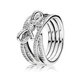 16 Style 1 Pcs Women 925 Sterling Silver Heart Crown Bowknot Rings Jewelry for Women