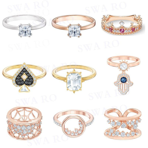  2019 SWA New Tarot Magic Spades. Queen Crown. Devil's Eye Hand. Spider Web Crystal Ring Fashion Jewelry Female Engagement Ring