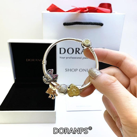 2020 Fine Jewelry DORANPS silver 925 bead charm bracelet women chains bangle Jewelry Making