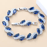 Sterling Silver New Style Blue Zircon Overlay Link Chian 7 Inch Bracelet Jewelry For Women Free Jewelry Box SL02