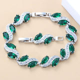 Sterling Silver New Style Blue Zircon Overlay Link Chian 7 Inch Bracelet Jewelry For Women Free Jewelry Box SL02