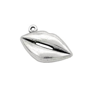 50pcs-Antique Silver Lips Charm Pendant 24x14mm