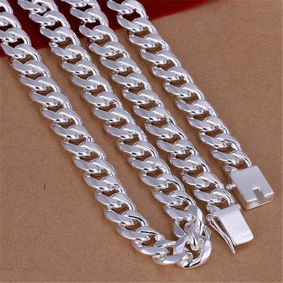 Pure Silver 925 Necklaces for Men 10mm Chain Necklace Collier 20inch/24inch Choker Fashion Male Jewelry Accessories Gifts Bijoux