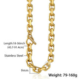 Men's Necklace Stainless Steel Chain Silver Gold Black Color Cable Links Male Jewelry Gift 9mm DLKNM53