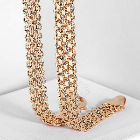 Davieslee 12mm Big 585 Rose Gold Double Weaving Rolo Cable Curb Link Chain Necklace for Men Women 50/60cm Fashion Jewelry DCN20