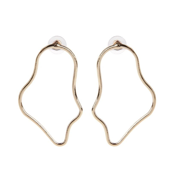 Geometric Irregular Abstract Face Shape Drop Hook Earrings For Women Gold Metal