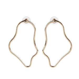 Geometric Irregular Abstract Face Shape Drop Hook Earrings For Women Gold Metal