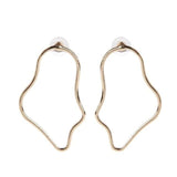 Geometric Irregular Abstract Face Shape Drop Hook Earrings For Women Gold Metal