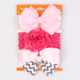 BalleenShiny 3PCS Baby Girls Bowknot Headband Fashion Princess Hair Accessories Newborn Beauty Headdress Elastic Flower Hairband