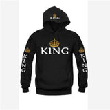 Spring New Women/Men Hoodies King Queen Printed Sweatshirt Lovers Couples Hoody Sweatshirt Casual Pullover Sportswear Tracksuits