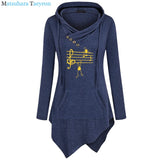 2019 New Music Notes Funny Print Hoodie Women Summer Style Cotton Long Sleeve Sweatshirt Hoodies Funny Irregular Clothing