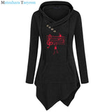 2019 New Music Notes Funny Print Hoodie Women Summer Style Cotton Long Sleeve Sweatshirt Hoodies Funny Irregular Clothing