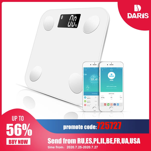 SDARISB Bluetooth scales floor Body Weight Bathroom Scale Smart Backlit Display Scale Body Weight Body Fat Water Muscle Mass BMI